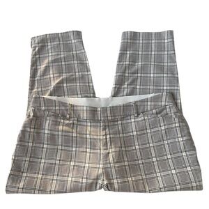 Ava & Viv Women's Cream Black Plaid High Rise Ankle Tapered Pants Size 20 New
